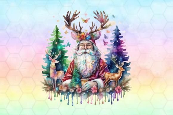 Santa Christmas Watercolor Clipart Grafik Druckbare Illustrationen Von Creative Art