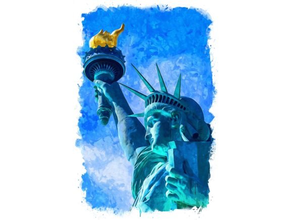 Statue of Liberty Watercolor View Gráfico Ilustraciones Imprimibles Por Poster Boutique