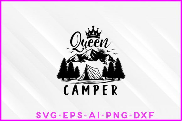 Queen Camper Outdoor Life SVG Design Grafica Design di T-shirt Di Designer_Sultana