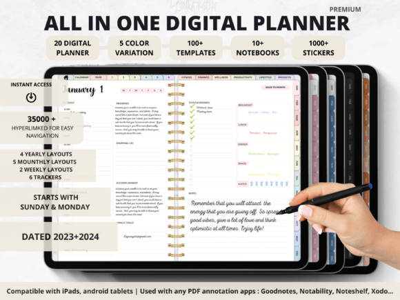 ALL in ONE DIGITAL PLANNER BUNDLE Graphic Graphic Templates By DigiWayArt