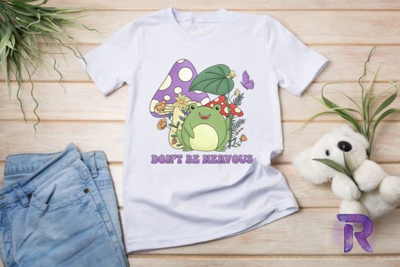 Don't Be Nervous Retro Groovy Frog Graphic Crafts By Revelin