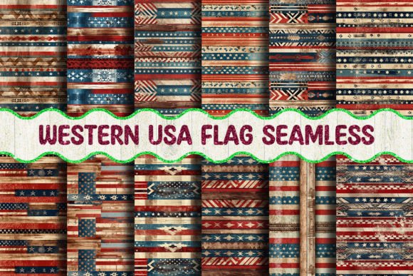 Western American Flag Seamless Pattern Graphic Patterns By Artistry Alley