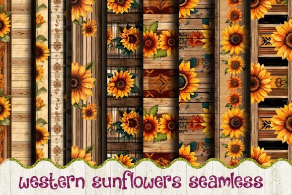 Western Sunflowers Seamless Background Gráfico Padrões de Papel Por Artistry Alley