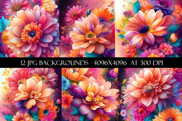 Bright Fantasy Flower Backgrounds Grafik Hintegründe Von Digital Paper Packs