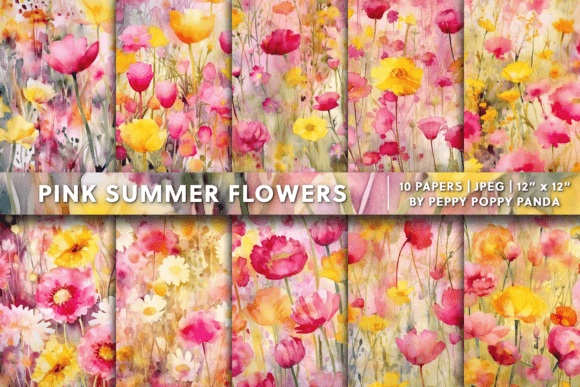 Pink Summer Flowers Background Texture Grafik Hintegründe Von Peppy Poppy Panda