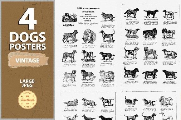 Vintage Dog Posters Grafika Ilustracje do Druku Przez tmartinezta