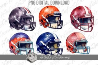 Watercolor Sports Football Helmet PNG Graphic AI Transparent PNGs By ArtbyCrystalJennings 1
