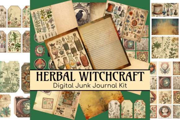 Witchcraft Nature Junk Journal Kit Graphic Objects By Red Gypsy Vintage Arts