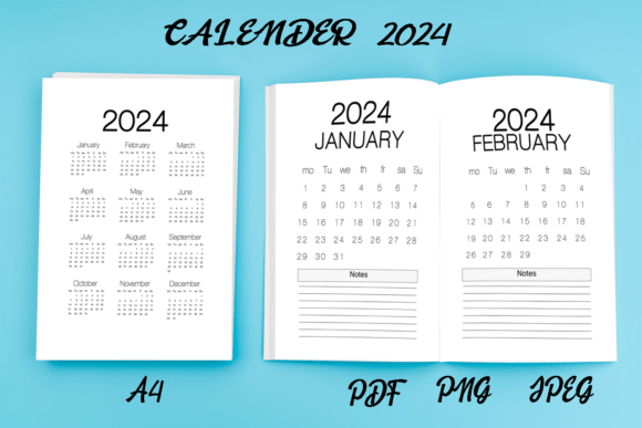 2024 Calendar Graphic Print Templates By M S for Digital Products