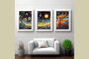 Celestial Panorama 3 Wall Art Set Prints Graphic Illustrations By Red Gypsy Vintage Arts 2