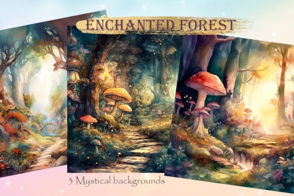 Enchanted Forest - Forest Backgrounds Grafica Illustrazioni AI Di Magiclily