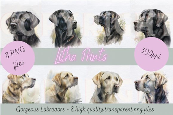 Watercolour Labradors Illustration Illustrations Imprimables Par Litha Prints