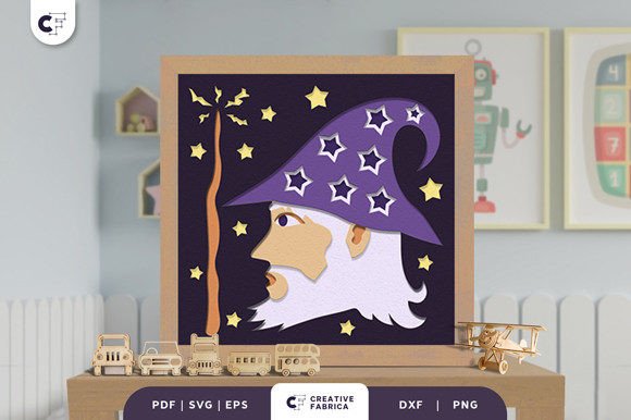 Wizard Head 3D Layered Paper Cut Fantasy and fairy tales 3D SVG Craft By 3D SVG Crafts