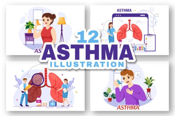12 Asthma Disease Vector Illustration Graphic Illustrations By denayunecf