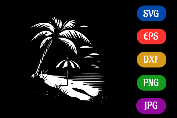 Beach | Silhouette SVG EPS DXF Vector Grafica Illustrazioni AI Di Creative Oasis