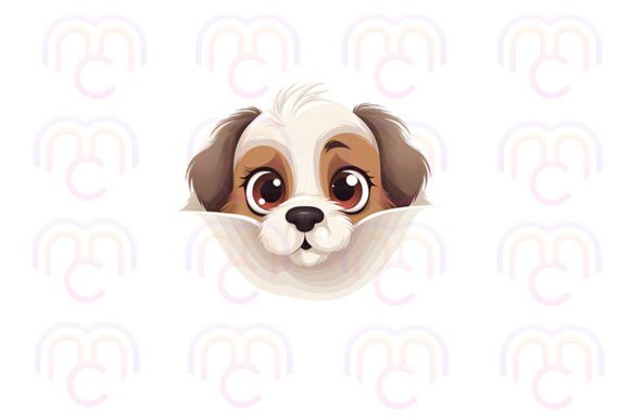 Cute Peeking Dog Puppy Clipart Illustration Modèles d'Impression Par Cricut Market