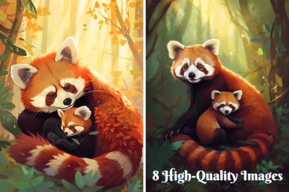 High-Quality Panda Embrace: Mother & Cub Gráfico Ilustraciones Imprimibles Por Pro Aurora Designs