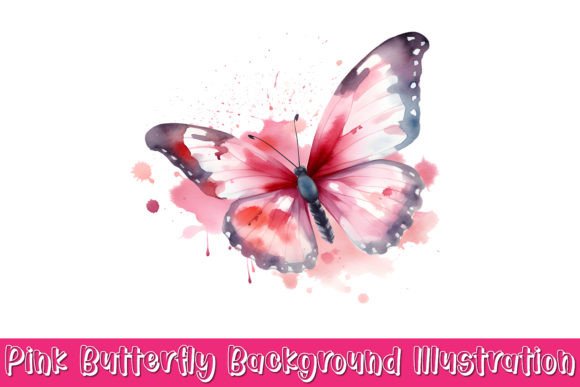 Pink Butterfly with Flowers Sublimation Graphic Print Templates By Magic Craft