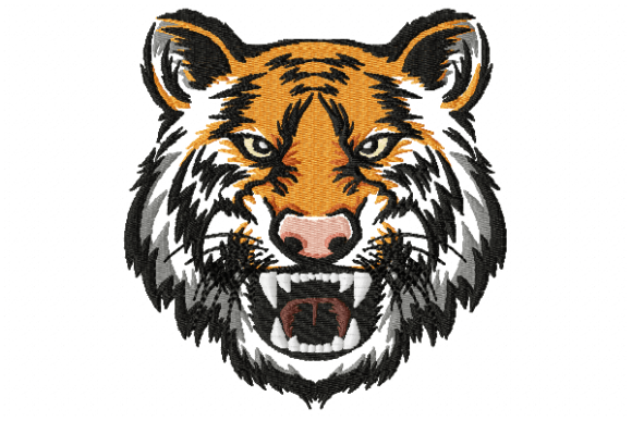 Tiger Face Animals Embroidery Design By Reading Pillows Designs