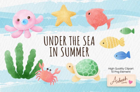 Under the Sea in Summer V1 Graphic Illustrations By Arterich Town