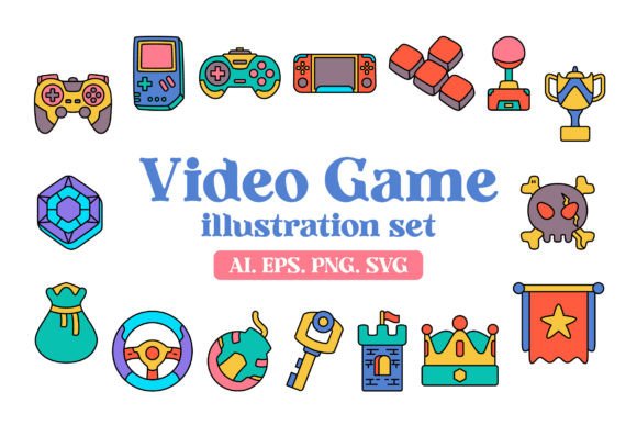 Video Game Related Illustration Icon Set Gráfico Objetos Gráficos de Alta Qualidade Por TempCraft