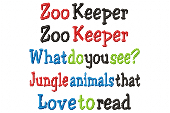 Zoo Keeper Tierzitate Stickereidesign Von Reading Pillows Designs