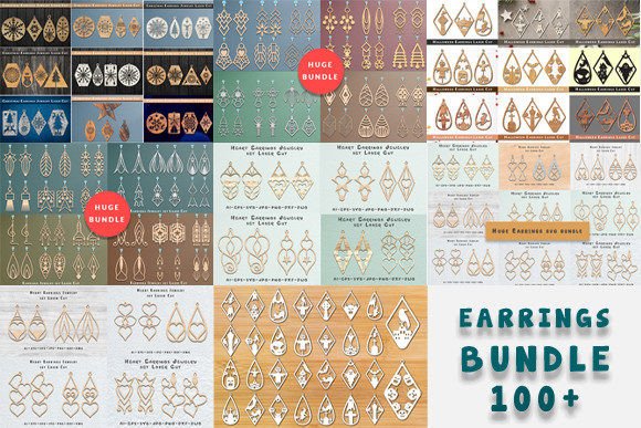 100+ Huge Earrings Laser Cut Svg Bundle Grafika 3D SVG Przez Art Hub