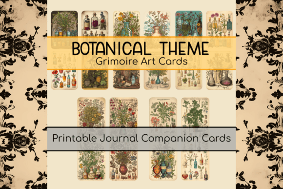 Botanical Grimoire Printable Art Cards Graphic Objects By Red Gypsy Vintage Arts