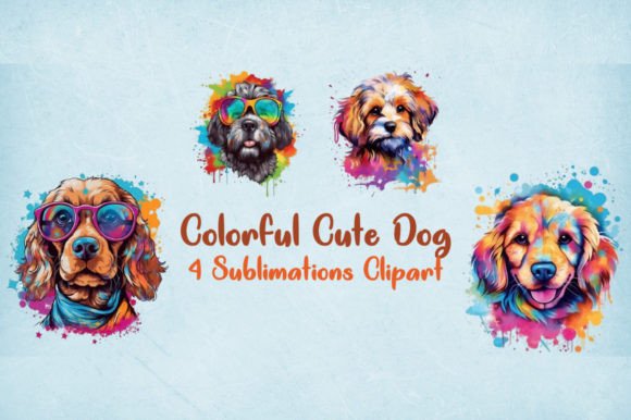 Cute Color Full Dog Sublimation Art Grafica Modelli di Stampa Di MariaWhiteGFX