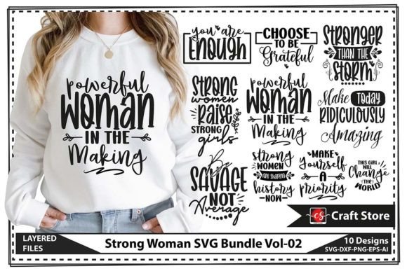 Strong Woman SVG Bundle Vol-02 Graphic T-shirt Designs By Craft Store
