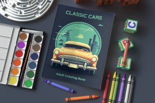 Classic Cars Adult Coloring Book Cover Gráfico Páginas y libros para colorear Por RD Graphic 3