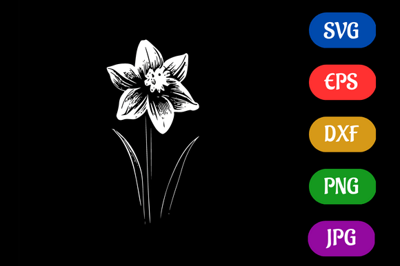 Daffodil | Black and White Logo Vector Graphic AI Illustrations By Creative Oasis