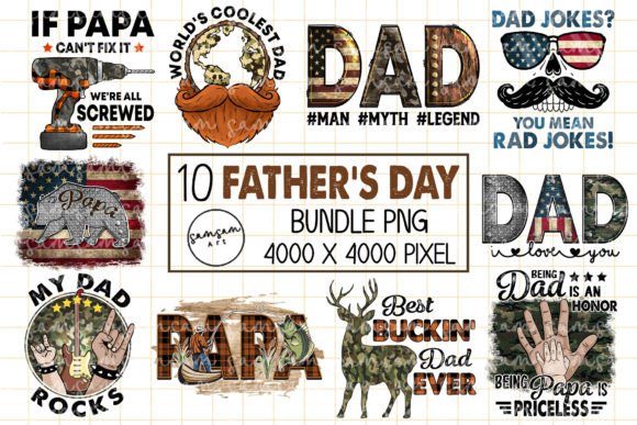 Father's Day PNG Sublimation Graphic Print Templates By Samsam Art