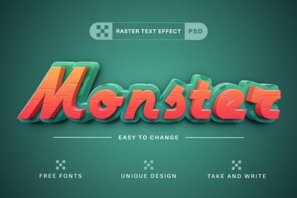Monster - Editable Text Effect, Font Sty Gráfico Complementos Creativos Por rwgusev
