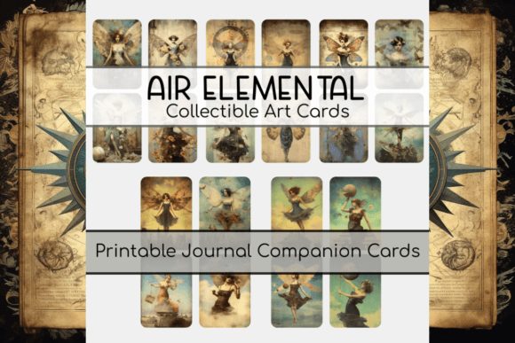 Air Elementals Fairy Art Cards Deck Gráfico Objetos Gráficos de Alta Qualidade Por Red Gypsy Vintage Arts