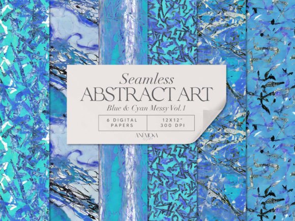 Blue Digital Paper Pack Abstract Art Gráfico Patrones de Papel Por AnemonaEstudio