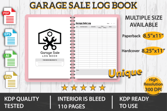 Garage Sale Log Book | KDP Interior Gráfico Interiores KDP Por HandyBooks
