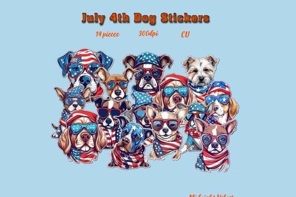 July 4th Dog Stickers Graphic Animals By Midnight Velvet