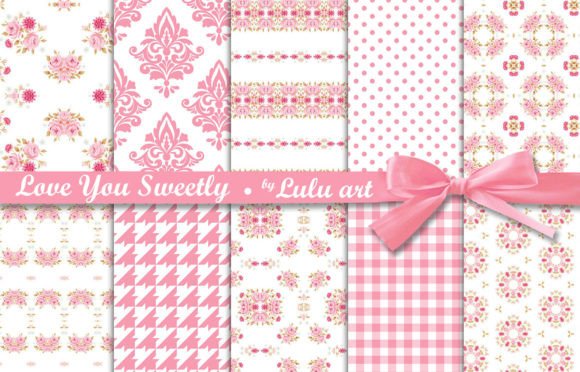 Love You Sweetly [10 Papers] Graphic Patterns By luludesignart