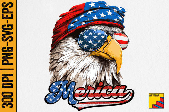 Merica Patriotic USA Eagle 4th of July Graphic AI Graphics By ARTIZAN