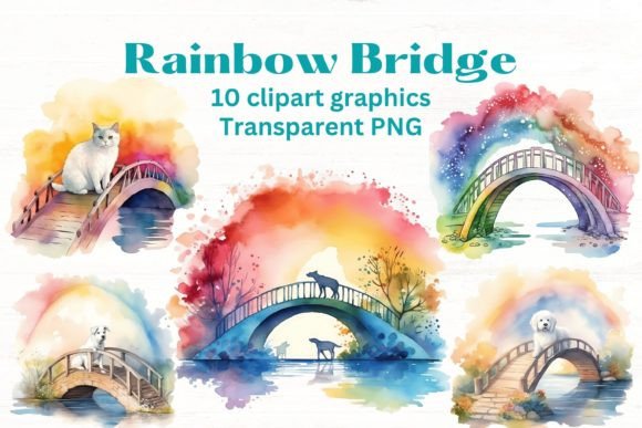 Rainbow Bridge Pet Memorial Clipart Graphic AI Illustrations By Mermaids Cove