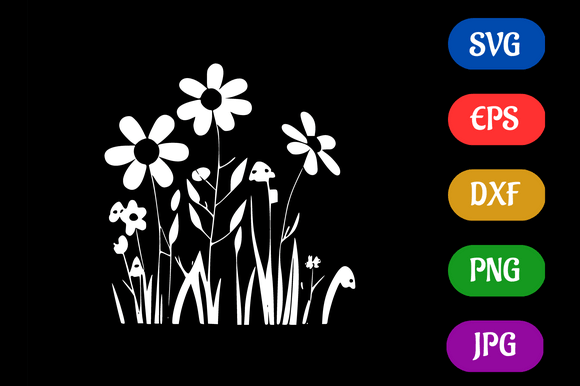 Spring Flowers, Black Isolated SVG Icon Graphic AI Illustrations By Creative Oasis