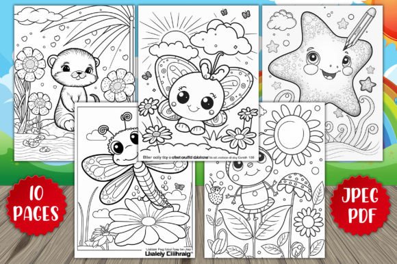 A Beautiful Kids Coloring Pages Vol-10 Gráfico Páginas y libros de colorear para niños Por BrightMart