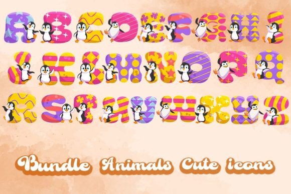 Bundle Animals Cute Icons Grafik Druckbare Illustrationen Von holycatart