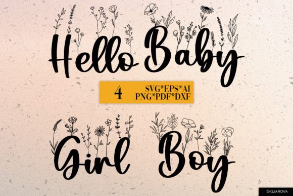 Hello Baby SVG PNG EPS Gráfico Ilustraciones Imprimibles Por HappyWatercolorShop