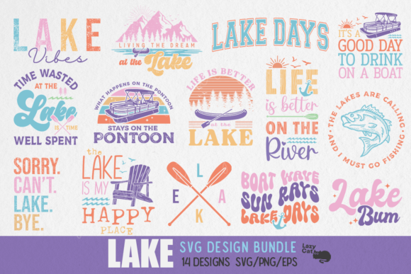 Summer Lake SVG Design Bundle Gráfico Manualidades Por Lazy Cat