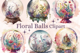 16 PNG Floral Crystal Balls Clipart Pack Graphic AI Transparent PNGs By giraffecreativestudio 1