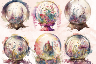 16 PNG Floral Crystal Balls Clipart Pack Graphic AI Transparent PNGs By giraffecreativestudio 4