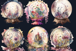 16 PNG Floral Crystal Balls Clipart Pack Graphic AI Transparent PNGs By giraffecreativestudio 5