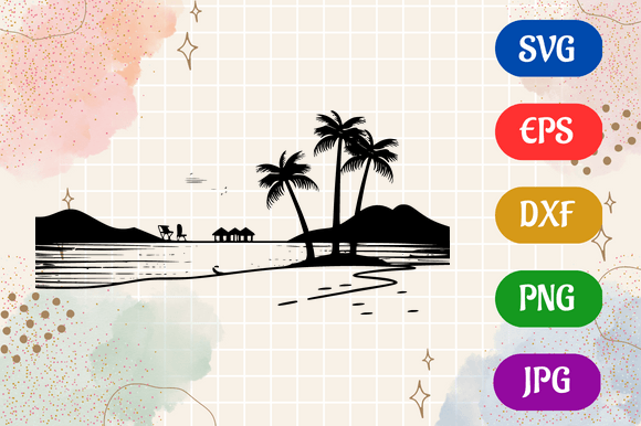 Beach Background - Minimalist Logo Grafica Illustrazioni AI Di Creative Oasis